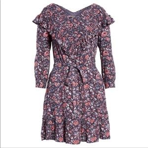 La Vie Rebecca Taylor Women's Blue Toile Floral Ruffle Dress NWOT Sz M
